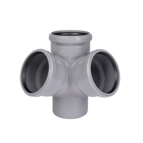 Крестовина PP-H двухплоскостная серая Дн 110-110-50 б/нап в/к VALFEX в Волгограде
