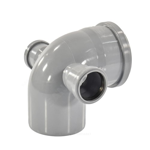 Отвод канализационный PP-H с выходом левый и правый серый Дн 110-50 45гр б/нап VALFEX в Волгограде