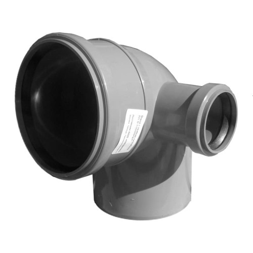 Отвод канализационный PP-H с выходом левый серый Дн 110-50 87гр б/нап в/к RTP (РосТурПласт) в Волгограде