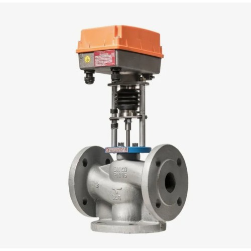 Клапан регулирующий чугуный смесительно-разделительный с электроприводом фланцевый 1,6 МПа TRV-3 Теплосила 100х350 мм в Волгограде
