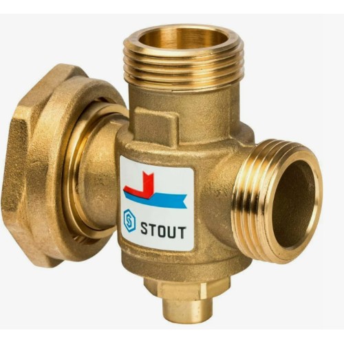 Клапан смесительный латунный термостатический с наружной резьбой для систем ГВС 1,0 МПа SVM-0125 STOUT 25 мм 1" в Волгограде