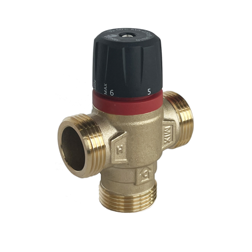 Клапан смесительный латунный термостатический с центральным смешиванием и наружной резьбой для систем ГВС 1,0 МПа RVM Rommer 25 мм 1" в Волгограде