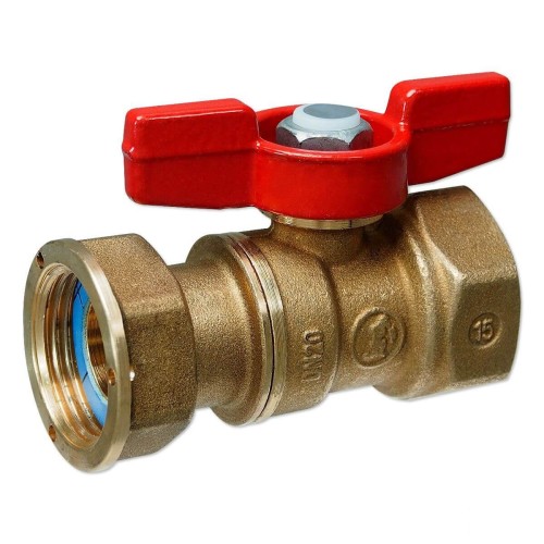 Кран шаровый латунный стандартнопроходной для счетчиков с ручкой-бабочкой НР-накидная гайка Ру 42 R254P Giacomini 15х71 мм 3/4" в Волгограде