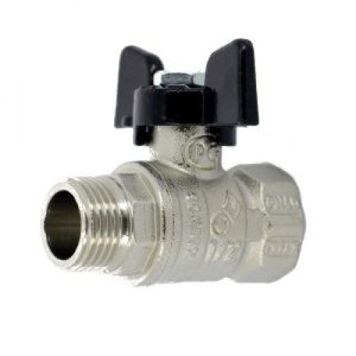 Кран запорный латунный полнопроходной с ручкой-бабочкой ВР-НР Ру 64 Bugatti 307 Bugatti 15 мм 1/2" в Волгограде