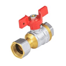 Кран запорный латунный полнопроходной с ручкой-бабочкой ВР-накидная гайка Ру 40 Aquasfera 1022 Aquasfera 15 мм 1/2"