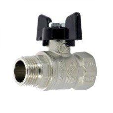 Кран запорный латунный полнопроходной с ручкой-бабочкой ВР-НР Ру 50 Bugatti 917 Bugatti 15 мм 1/2"