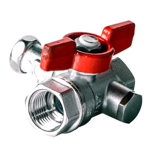 Кран шаровый латунный со спускником стандартнопроходной с ручкой-бабочкой ВР (ВН) Ру 42 R251S Giacomini 15х59 мм 1/2" в Волгограде