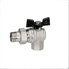 Кран шаровый латунный угловой полнопроходной с ручкой-бабочкой ВР-американка Ру 40 Bugatti 594 Bugatti 15 мм 1/2"