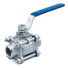 Кран трехсоставной нержавеющий под приварку полнопроходной ручка-рычаг Ру 63 AISI 316 Genebre 2026 Genebre 100 мм