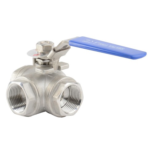 Кран запорный трехходовой нержавеющий ВР (ВН) стандартнопроходной ручка-рычаг Ру 40 AISI 316 NK 8х73 мм 1/4" в Волгограде