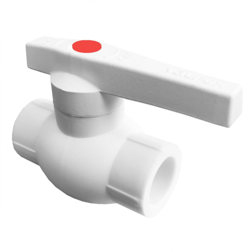 Кран полипропиленовый PP-R запорный прямой стандартнопроходной с внутренней пайкой белый ручка-рычаг Ру 25 OPTIMA VALFEX 50 мм ГОСТ 32415-2013 в Волгограде
