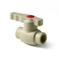 Кран полипропиленовый PP-R запорный прямой стандартнопроходной с внутренней пайкой серый ручка-рычаг Ру 10 Wavin Ekoplastik 63 мм ГОСТ 32415-2013