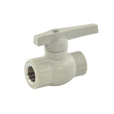 Кран полипропиленовый PP-R запорный прямой полнопроходной с внутренней пайкой серый ручка-рычаг Ру 25 Prime Pro Aqua 32 мм ГОСТ 32415-2013