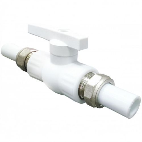 Кран полипропиленовый PP-R запорный прямой полнопроходной с внутренней пайкой белый ручка-рычаг Ру 25 VALFEX 20 мм ГОСТ 32415-2013 в Волгограде