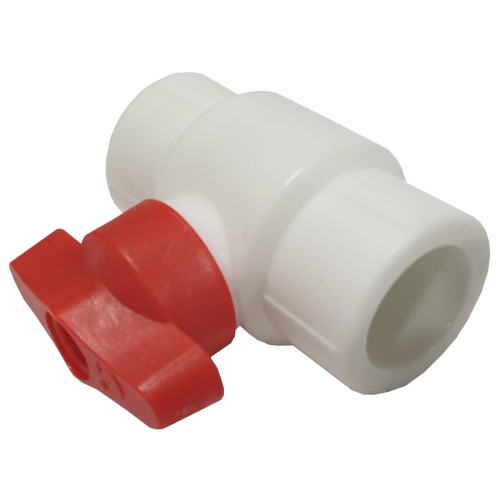 Кран полипропиленовый PP-R запорный прямой стандартнопроходной с внутренней пайкой белый ручка-бабочка Ру 25 VALFEX 25 мм ГОСТ 32415-2013 в Волгограде