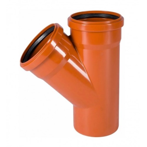 Тройник НПВХ (ПВХ) с раструбом Дн 200-200 45гр коричневый безнапорный в/к Ostendorf KGEA в Волгограде