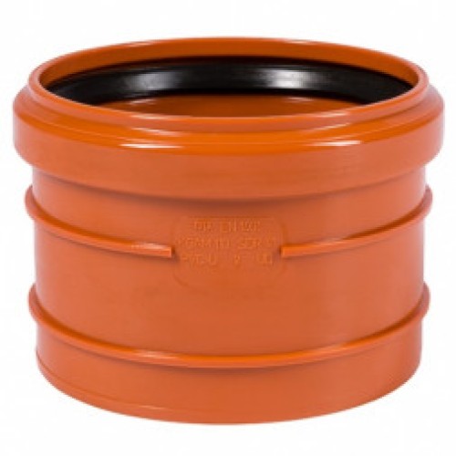 Муфта НПВХ (ПВХ) насадная Дн 110 безнапорная коричневая в/к п/клей Ostendorf KGAM в Волгограде