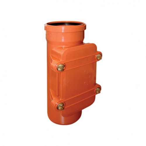 Ревизия НПВХ (ПВХ) с раструбом Дн 200 коричневая безнапорная в комплекте с крышкой Ostendorf KGRE в Волгограде