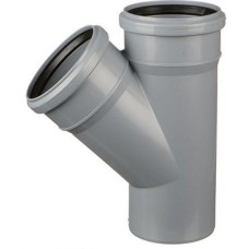 Тройник НПВХ (ПВХ) с раструбом серый Дн 50-50 45гр безнапорный в/к ТУ 6-49-33-92 Хемкор